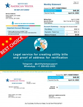 American Water Sample utility bill template